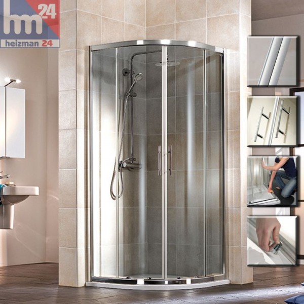 HSK Favorit Duschabtrennung / Duschkabine Runddusche 4-teilig 90 x 90 x 185 cm alu silber-matt