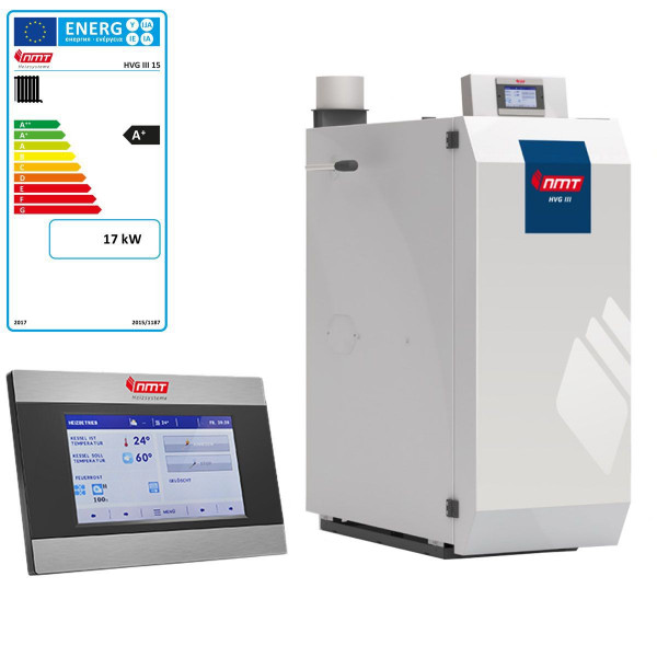 NMT HVG-III 15 Scheitholzkessel Holzvergaser Kessel 17 kW inkl. Touchscreensteuerung