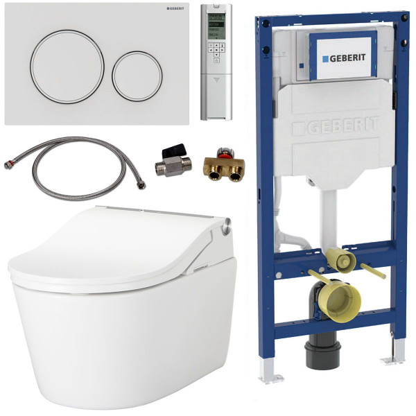 TOTO Geberit Set Washlet RW Dusch-WC spülrandlos inkl. Vorwandelement u. Betätigungsplatte Sigma 20