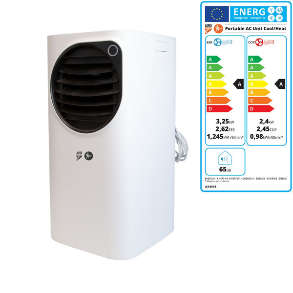Aspen mobiles Klimagerät 3,25 kW AX4008 Kühlmittel R290 zum Kühlen und Heizen
