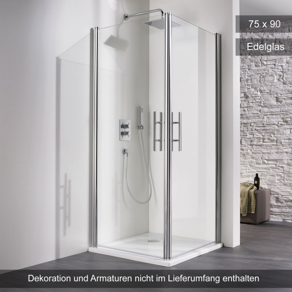 HSK Exklusiv Eckeinstieg 2-teilig 75x90x200cm Edelglas