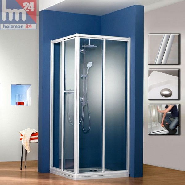 HSK Prima Duschabtrennung / Duschkabine Eckeinstieg 2-teilig Gleittüren 75 bis 80 x 185 cm
