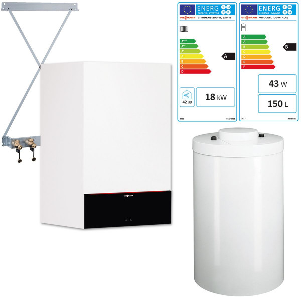 Viessmann Vitodens Paket 200-W Gas-Brennwerttherme 19kW B2HF inkl. Speicher 150L u. Regelung Z019615