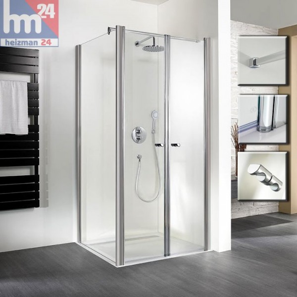 HSK Exklusiv Duschabtrennung / Duschkabine Pendeltür mit Seitenwand 100 x 100 x 200 cm