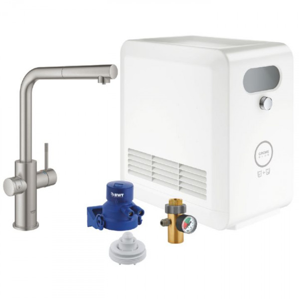 Grohe Blue Professional Starter Kit 31326DC2 Einhebel-Spültischarmatur Supersteel inkl. Kühler