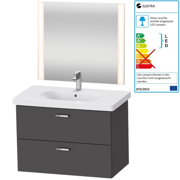 Duravit Good Badmöbel-Set 850 mm Spiegel Armatur Waschtisch inkl. Unterschrank Graphit Matt