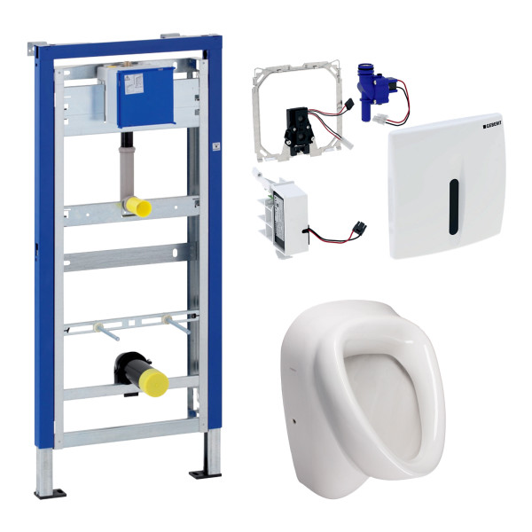 Komplett Set Geberit Duofix Basic mit Urinalsteuerung HyBasic berührungslos Weiß + Vitra Norm Urinal