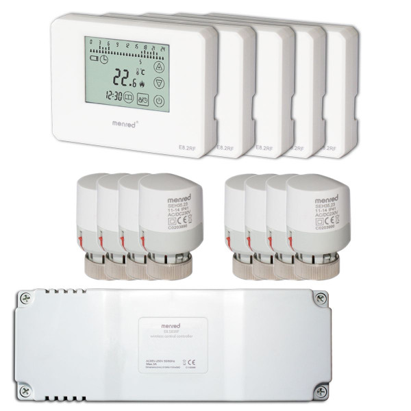 Funk Komplettset Menred 8.2RF und E8.583RF inkl. TSA10 SEH35.23 Thermostat, Empfänger u.Stellantrieb