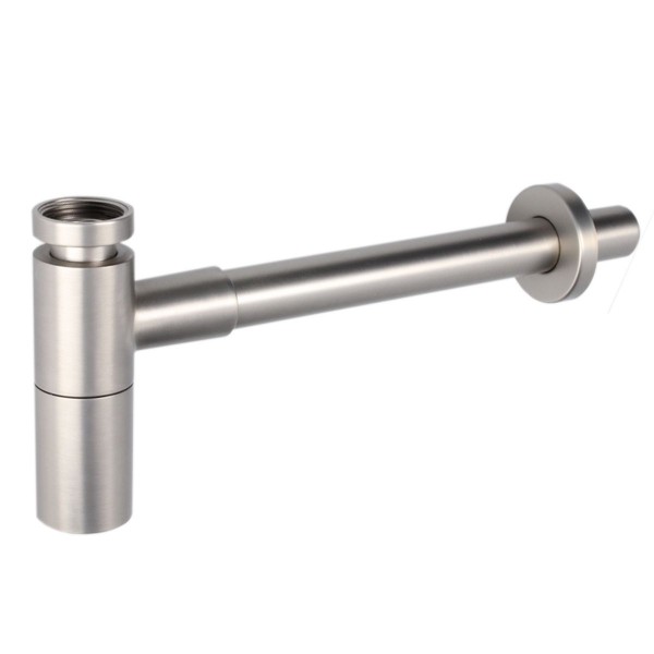 Design Flaschensiphon Röhrensiphon 1 1/4" Massiv in Edelstahl Optik gebürstet für Wasch- und Spültische