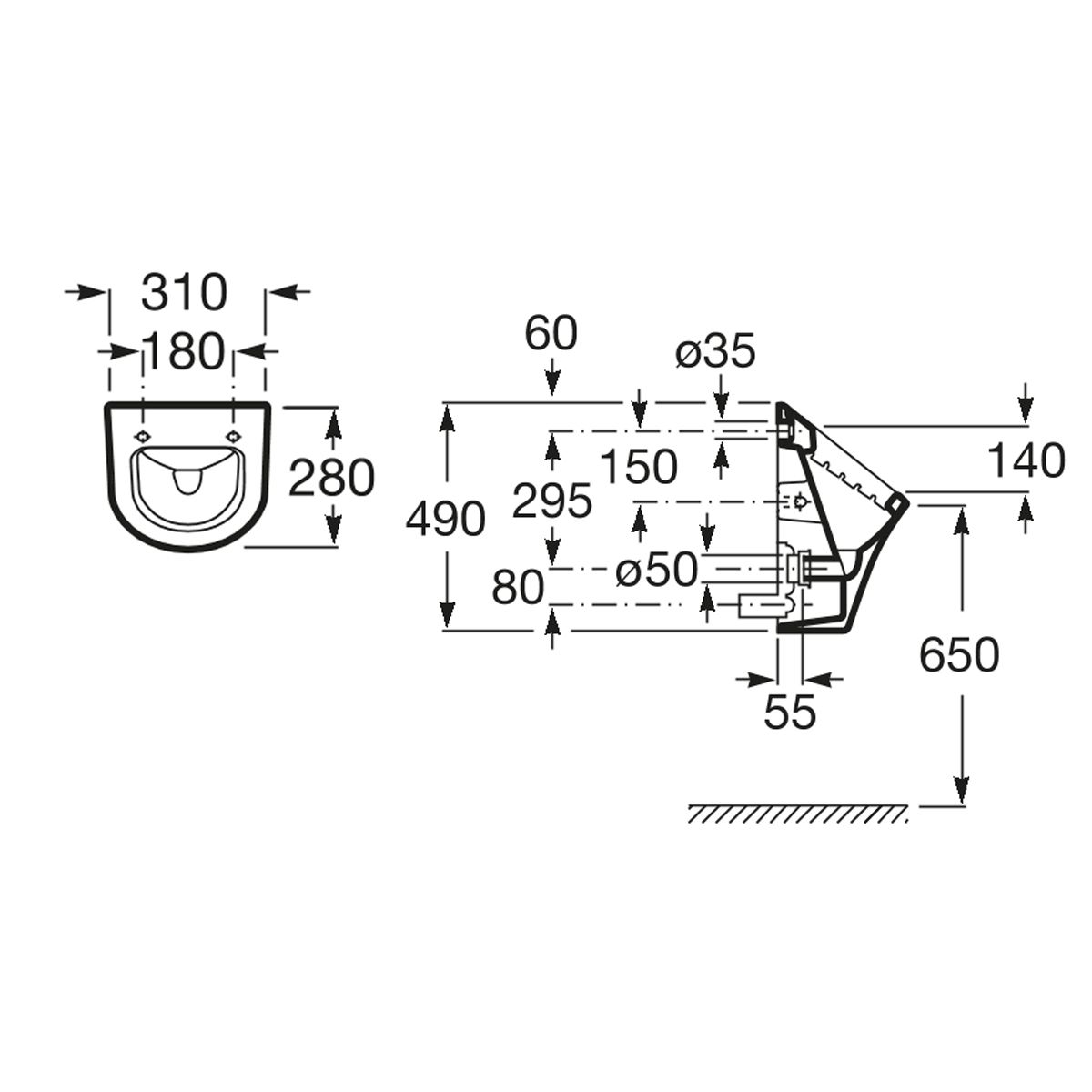 Komplett Set Geberit Duofix Basic mit Urinalsteuerung HyBasic