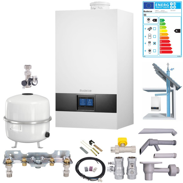 Buderus Paket GB172i.2 Gas-Brennwerttherme 20kW Erdgas 2E inkl. BC400 u. 10 m Schacht