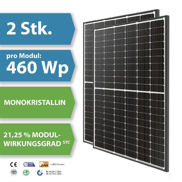 2 x HM24 Photovoltaik-Modul LP182*182-M-60-MH 460 Watt Solar-Modul 1909 x 1134 x 30 mm
