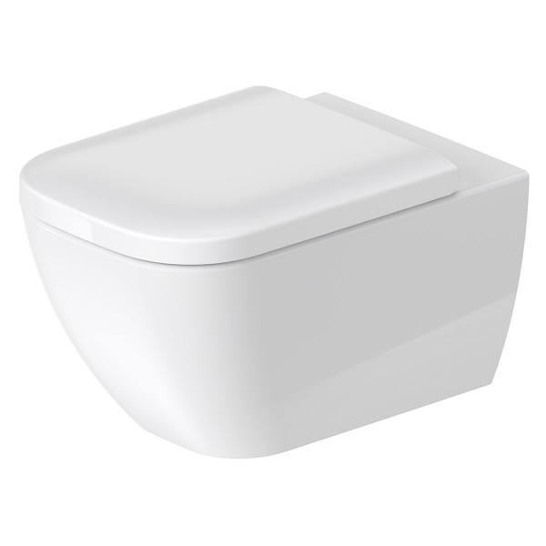 Duravit Happy D.2 Set Wand Tiefspül WC Spülrandlos mit WC Sitz Softclose und abnehmbar in Weiß
