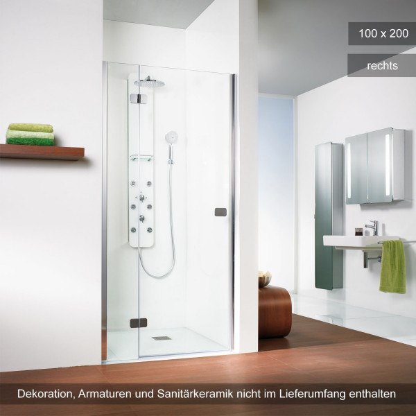 HSK Premium Softcube Drehtür für Nische 100x200cm rechts