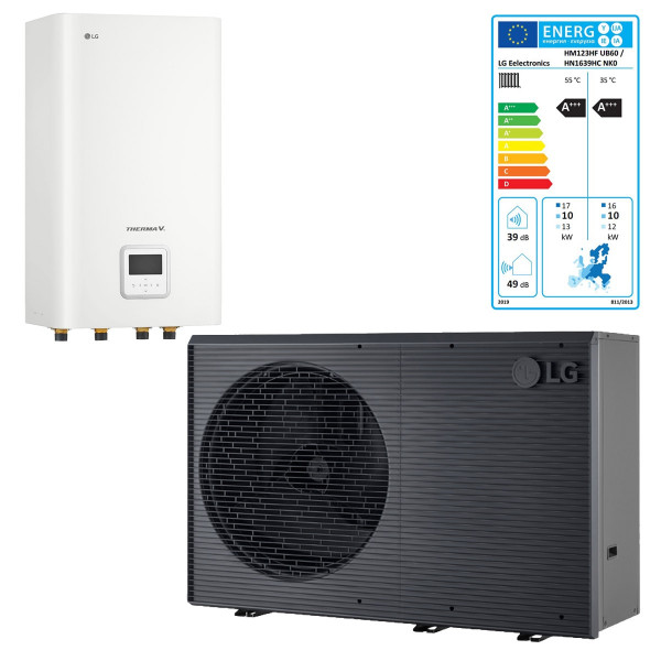 LG Therma V Monobloc R290 Set Wärmepumpe 12,0 kW HM123HFX UB60 mit Hydrobox Innengerät