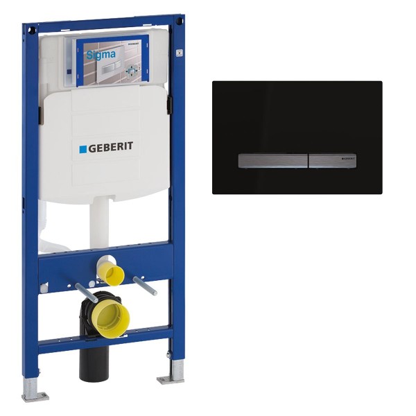 Geberit Duofix UP320 Wand-WC-Montageelement mit Betätigungsplatte Sigma 50 Tiefschwarz