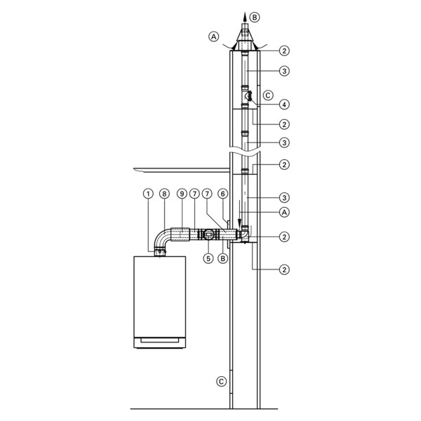Viessmann Abgassystem Paket DN 60/100 Schachtdurchführung raumluftunabhäng ZK08606