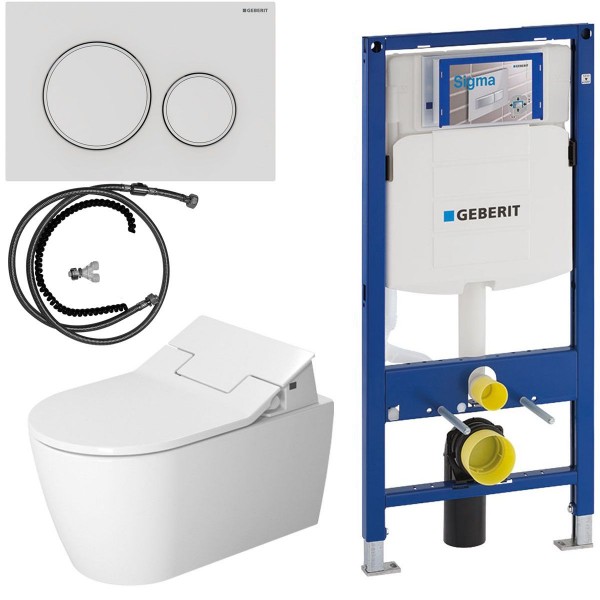 Duravit Geberit Set SensoWash Slim Dusch-WC spülrandlos inkl. Vorwandelement u. Betätigungsplatte