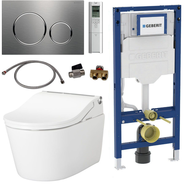 TOTO Geberit Set Washlet RW Dusch-WC spülrandlos inkl. Vorwandelement u. Betätigungsplatte Sigma 20