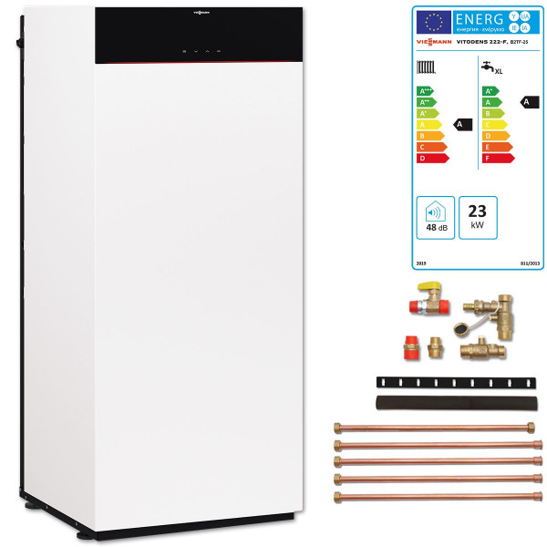 Viessmann Vitodens Pak 222-F Gas Brennwert B2TH 25kW Z029955 Ladespeicher 100L u. Anbausatz oben