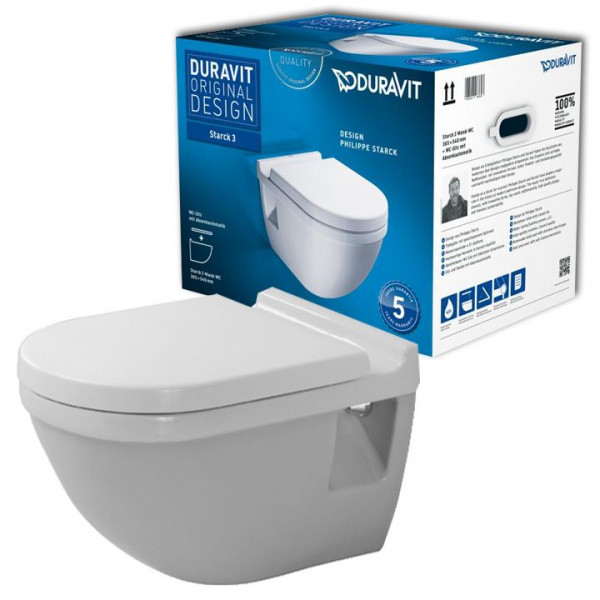 Duravit Starck 3 Set Wandtiefspül-WC 42000900A1 inkl. WC-Sitz SoftClose