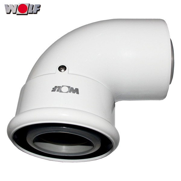 Wolf Abgasbogen 2651728 DN60/100 konzentrisch 87°, aus Polypropylen, Weiss