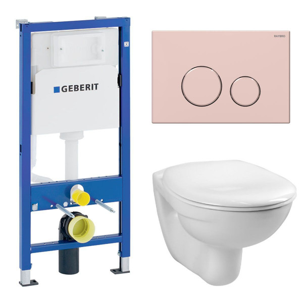 Komplettset Geberit Duofix Basic UP100 inkl. Vitra Norm WC und Raybro Betätigungsplatte Cortado 55