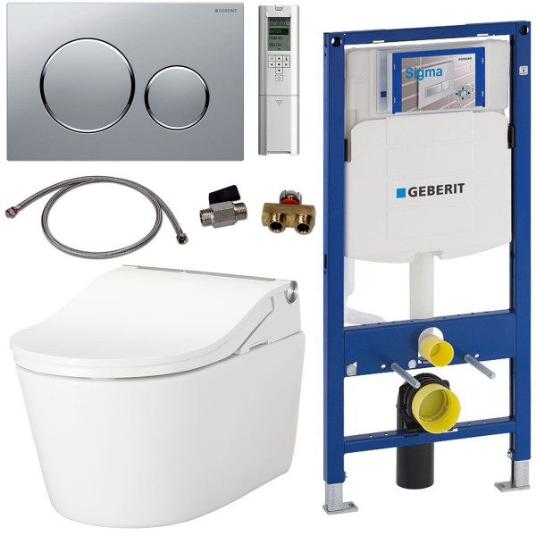 TOTO Geberit Set Washlet RW Dusch-WC spülrandlos inkl. Vorwandelement u. Betätigungsplatte Sigma 20