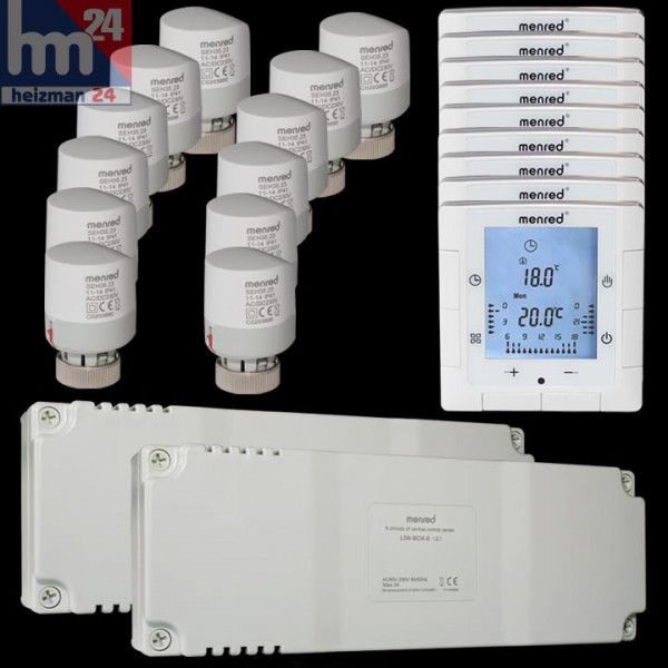 Menred LS6.2 Fußbodenheizung Steuerung Set 23-teilig LS6.2-RC / LS6-BOX-6(2) / SEH35.23