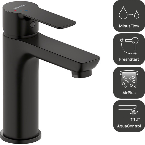 Duravit D-Code Einhebel-Waschtischmischer Größe M Schwarz Matt DC1023002046