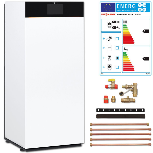 Viessmann Vitodens Pak 333-F Gas Brennwert B3TG 11kW B3TF005 Ladespeicher 100L u. Anbausatz oben