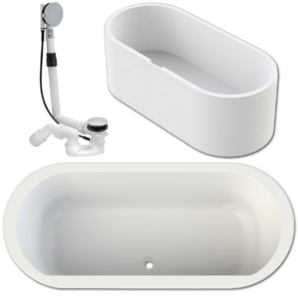Oval-Badewanne aus Acryl 180x80 cm made by Hoesch inkl. Träger u. Ablauf Multiplex
