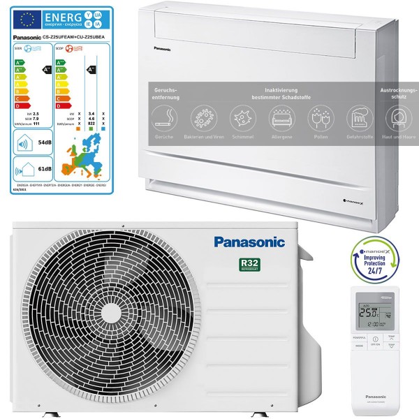 Panasonic UFE Mini-Standtruhe Klimaanlage Mono Split 2,5kW CS-Z25UFEAW inkl. Außengerät CU-Z25UBEA