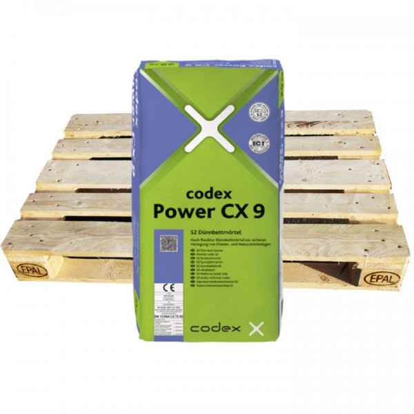 (2,06€/kg) codex Power CX 9 Hochflexibler Dünnbettmörtel 42 x 25kg S2-Dünnbettkleber