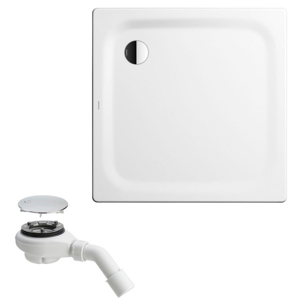Kaldewei Superplan Classic Stahl-Duschwanne Komplettset 100 x 100 x 2,5 cm