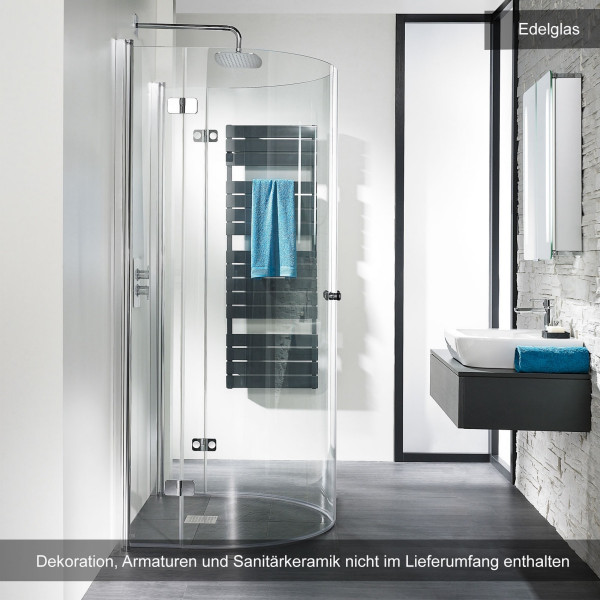 HSK Exklusiv Runddusche Halbkreis Drehfalttür 110x90x202cm Edelglas