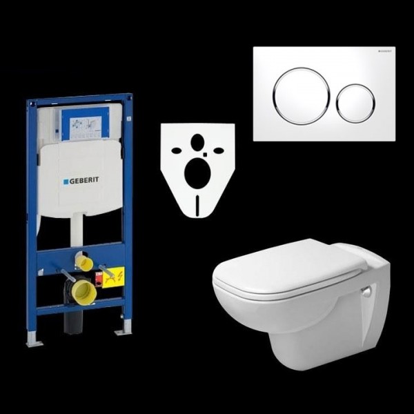 Geberit Duofix UP320 WC-Montageelement mit Duravit D-Code Tiefspül-WC und softclose WC-Sitz