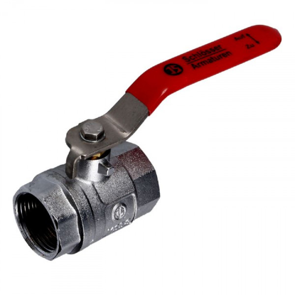 Schlösser Kugelhahn Standard IG 1" Messing matt verchromt Absperrventil Absperrhahn