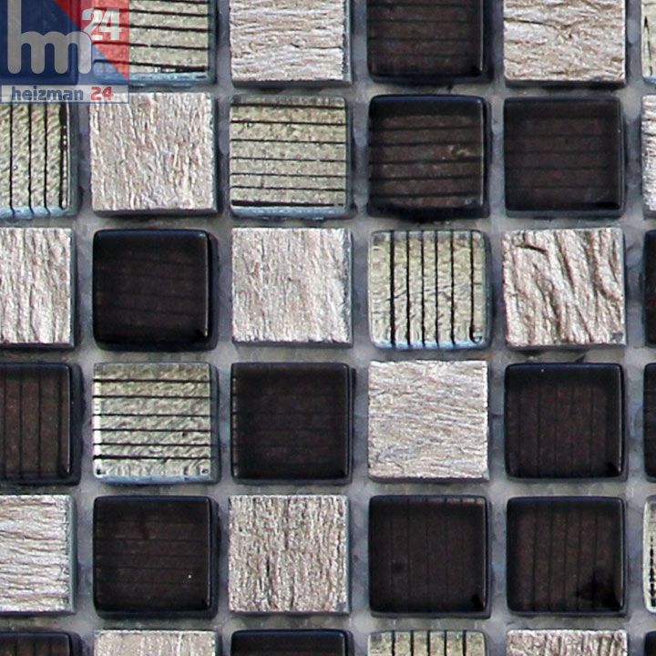 Bad Glasmosaik Candida Naturstein Mosaikfliese blau schwarz silber Streifen f 