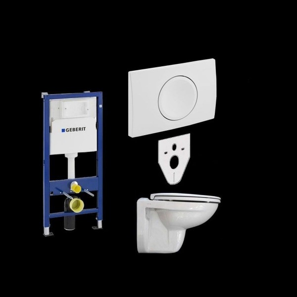 Geberit Duofix Vorwandelement UP100 Delta mit Tiefspüler WC als Komplettset 