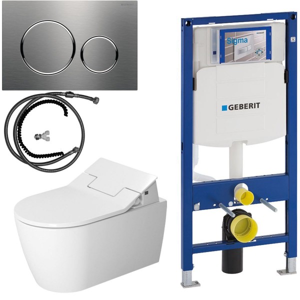 Duravit Geberit Set SensoWash Slim Dusch-WC spülrandlos inkl. Vorwandelement u. Betätigungsplatte