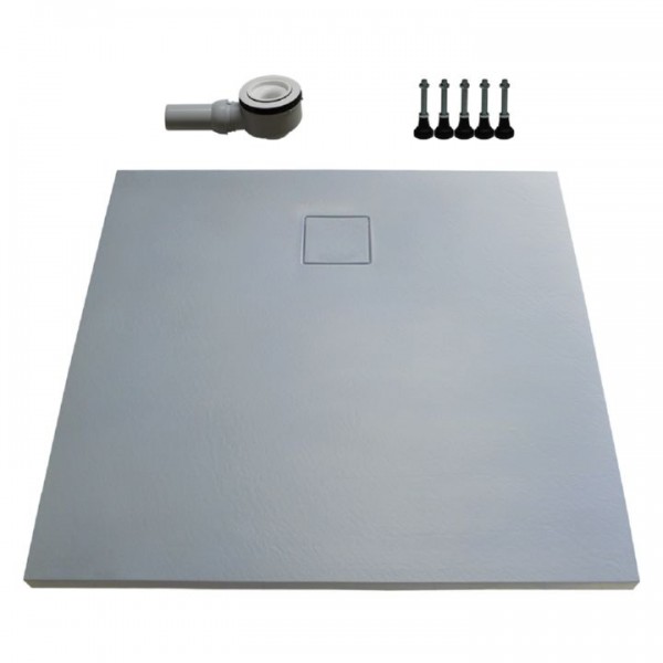 HSK Duschwanne 120x120x4 steingrau 5825012 Steinoptik inkl. Füßen und Ablaufgarnitur