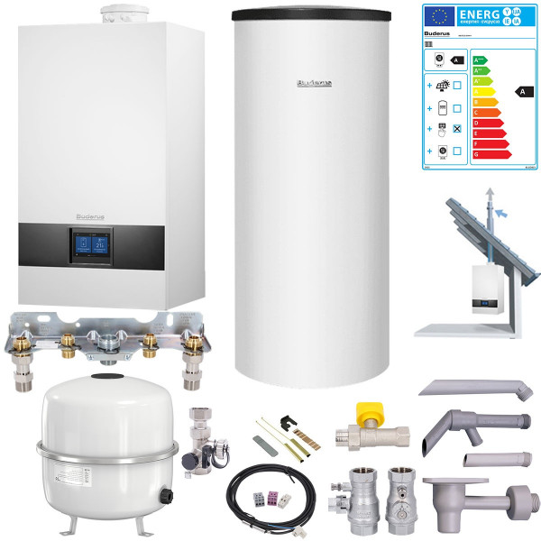 Buderus Paket GB172i.2 Gas-Brennwerttherme 20kW Erdgas 2E inkl. BC400 Speicher 160L u. Schrägdach