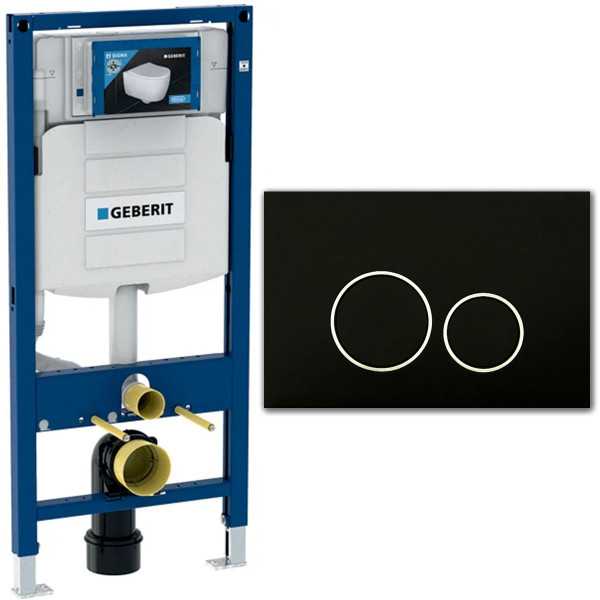 Geberit UP320 WC-Vorwandelement 111.300.00.5 inkl. Betätigungsplatte Doppio 30 Mattschwarz
