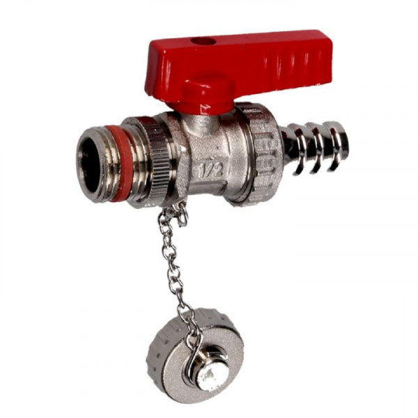 Schlösser Kugel-KFE-Ventil AG 1/2" Messing vernickelt Absperrhahn Schlauchverschraubung MS-Kappe