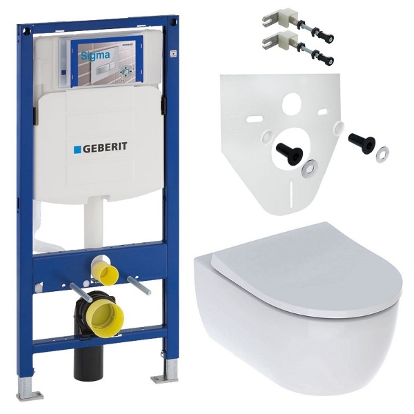 Geberit Set iCon WC m. Softclose WC Sitz u. Geberit UP320 Vorwandelement m. Befestigung u. Schallschutz