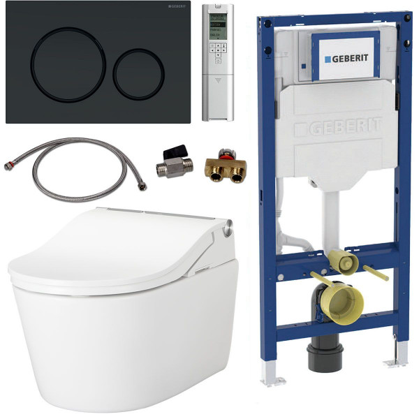 TOTO Geberit Set Washlet RW Dusch-WC spülrandlos inkl. Vorwandelement u. Betätigungsplatte Sigma 20