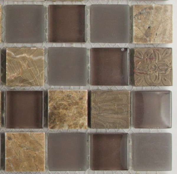 Musterstück Mosaik Portopetro Glas Naturstein Ornament ca. 10,5 x 10,5 x 0,8 cm