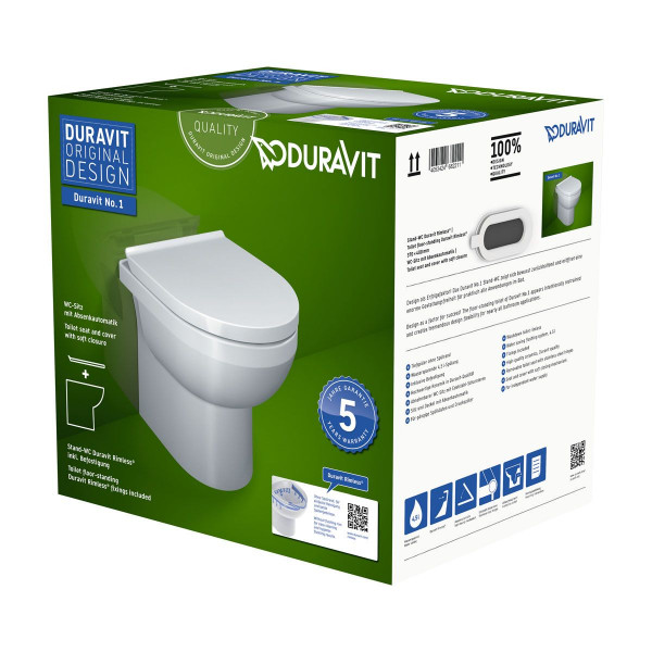 Duravit No.1 Stand-WC Set Rimless bodenstehend 41840900A1 Weiß inkl. WC-Sitz