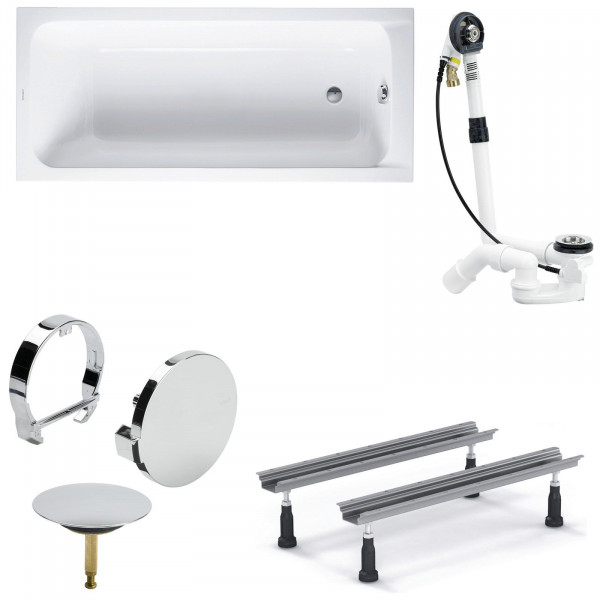 Duravit D-Code Acryl Badewanne 160x70x42 cm inkl. Wannenfuß + Ablauf Multiplex Trio